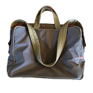 Prada blue gray nylon messenger cross body laptop bag